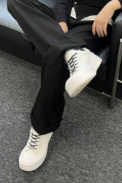 Suede Platform Distressed Sneakers - Wolvess