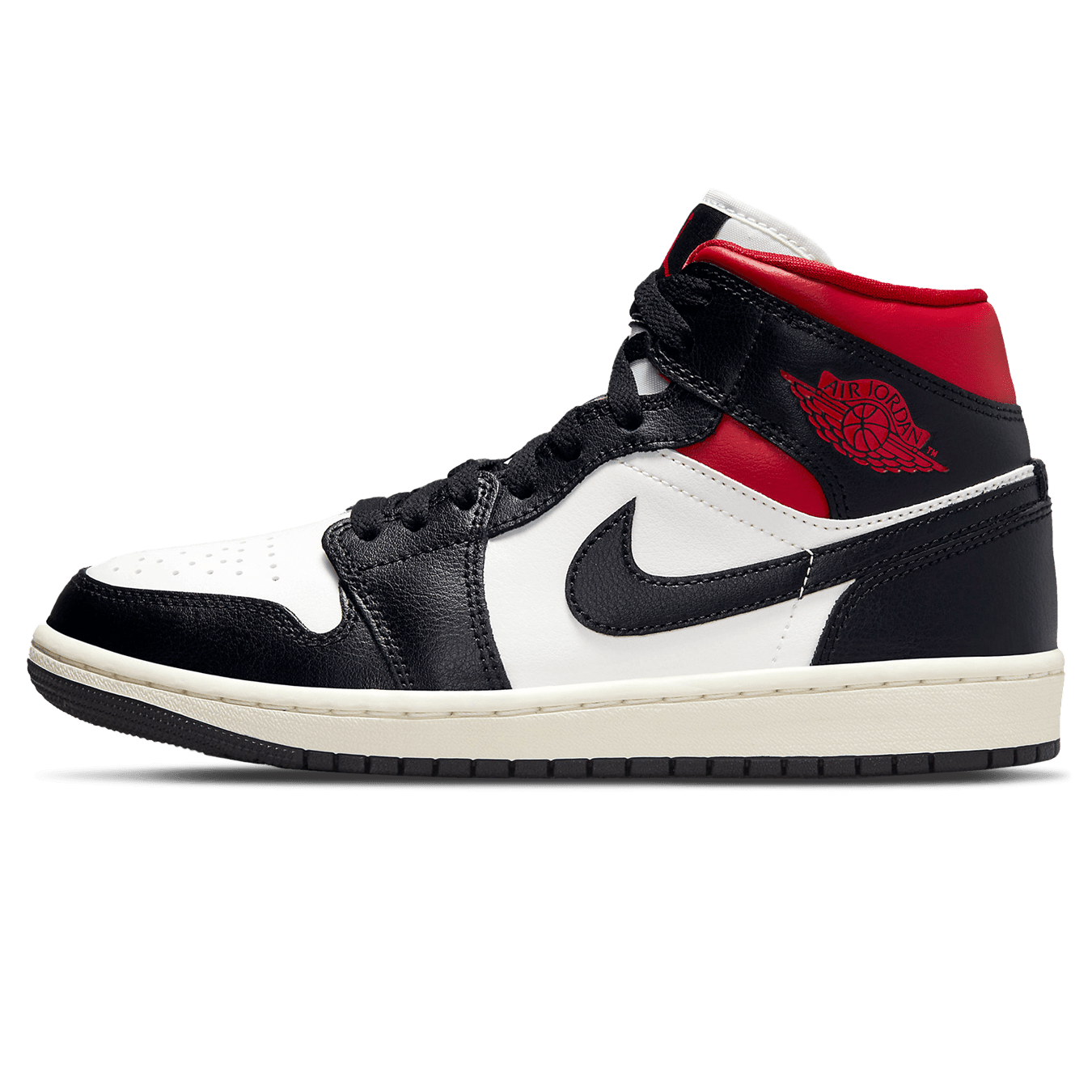 Air Jordan 1 Mid Wmns Black Sail Gym Red - Iconic Retro High Style