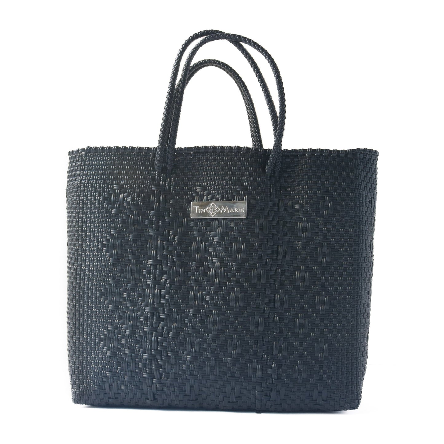 All Black Large Woven Crossbody Bag Tin Marin Brand
