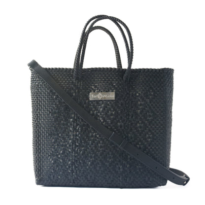 All Black Large Woven Crossbody Bag Tin Marin Brand