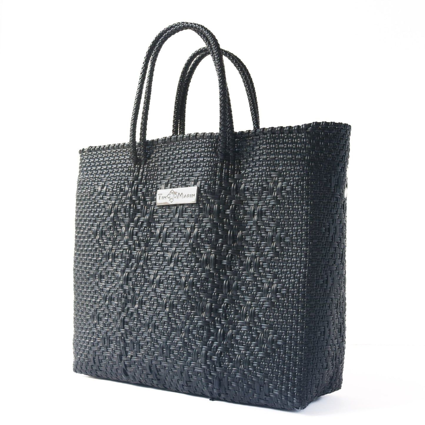 All Black Large Woven Crossbody Bag Tin Marin Brand