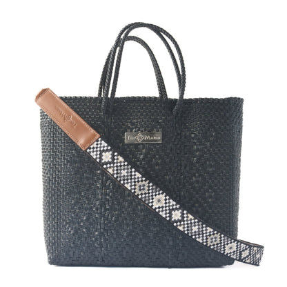 All Black Large Woven Crossbody Bag Tin Marin Brand