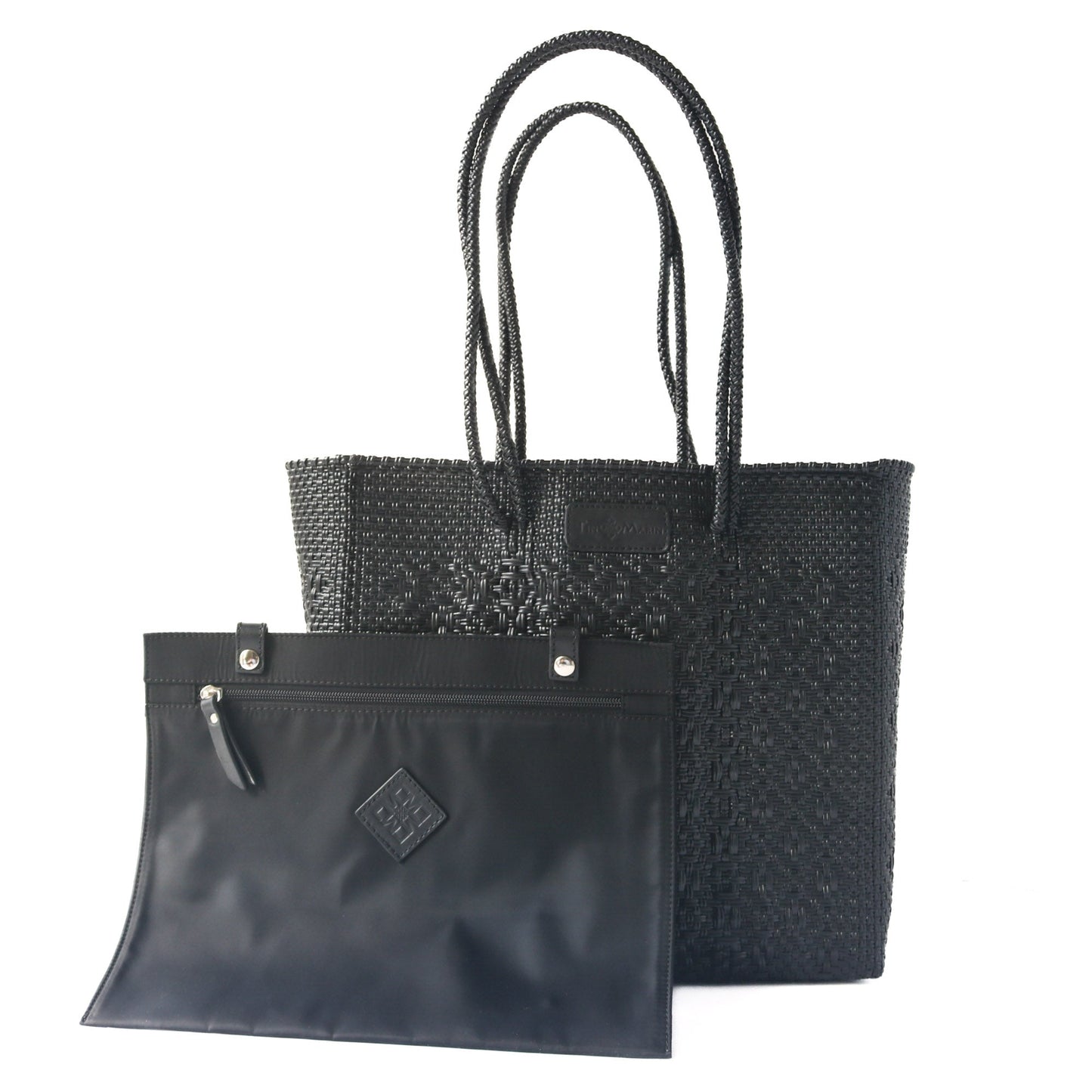 All Black Woven Tote Tin Marin Brand