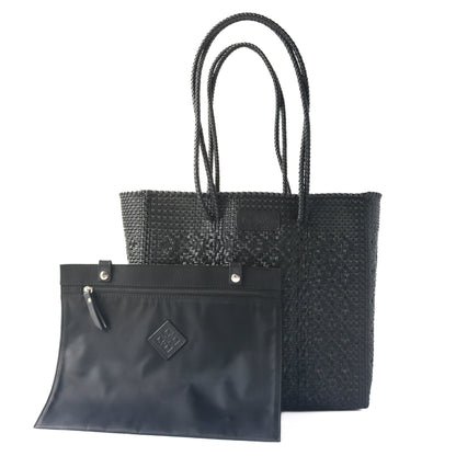 All Black Woven Tote Tin Marin Brand