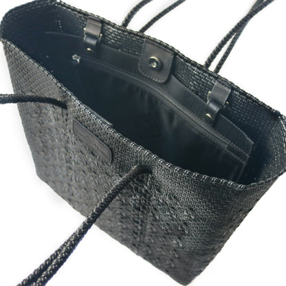 All Black Woven Tote Tin Marin Brand