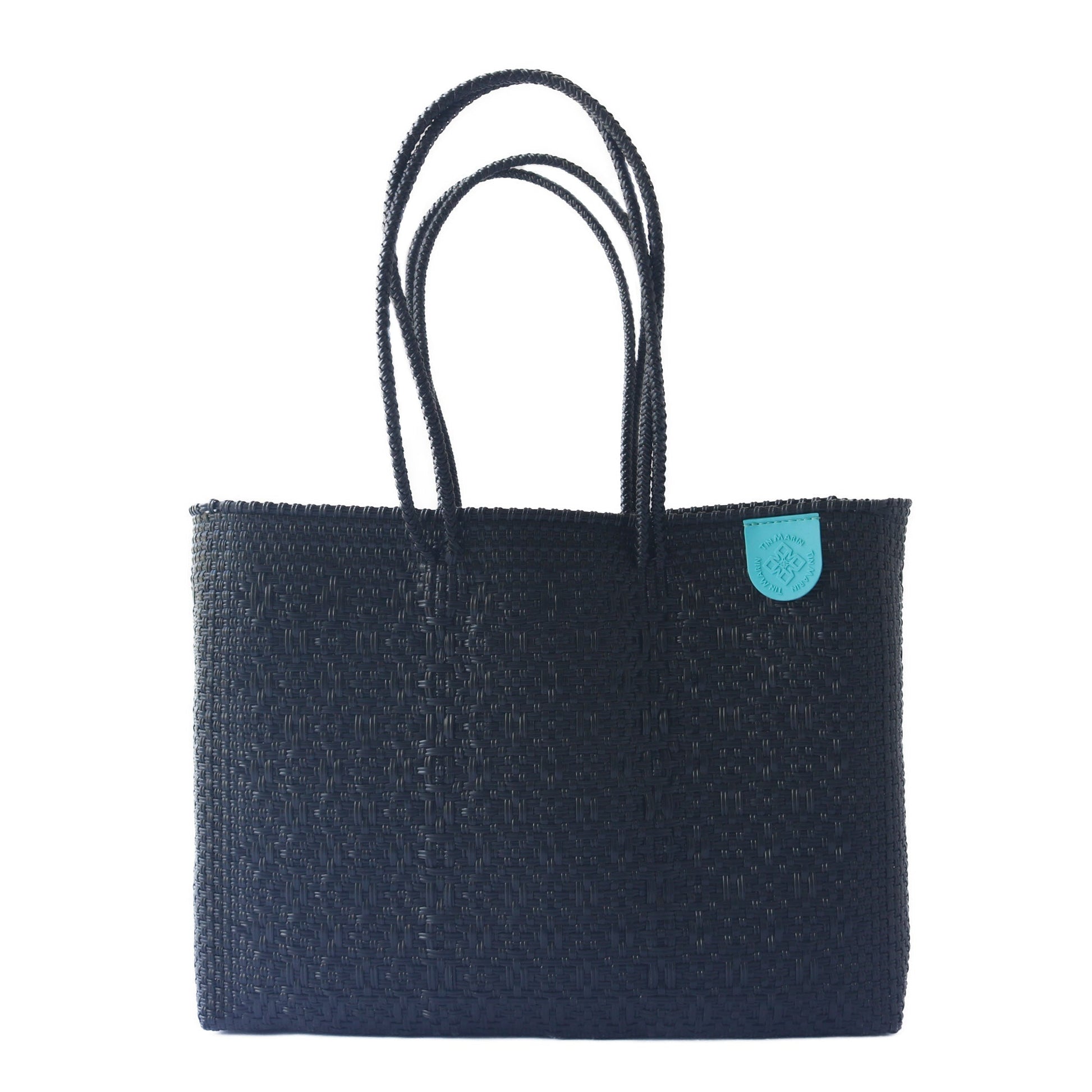 All Black Woven Super Tote Tin Marin Brand