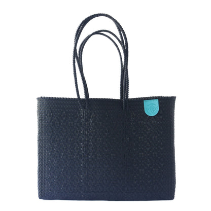 All Black Woven Super Tote Tin Marin Brand