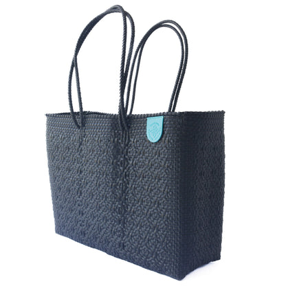 All Black Woven Super Tote Tin Marin Brand