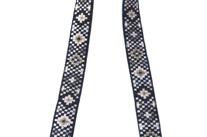 Mai Woven Bag Strap - Black & White with Leather Tin Marin Brand