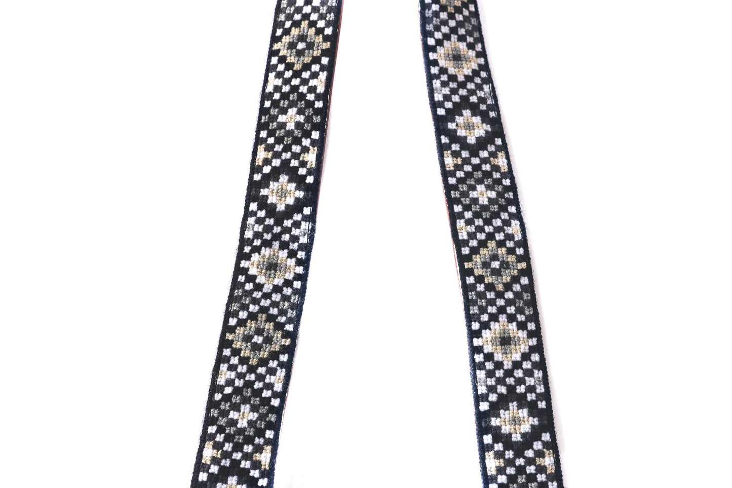 Mai Woven Bag Strap - Black & White with Leather Tin Marin Brand