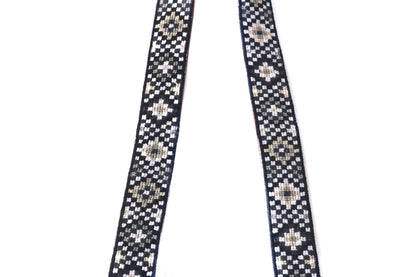 Mai Woven Bag Strap - Black & White with Leather Tin Marin Brand