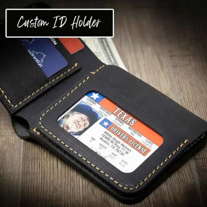 Western Bifold Wallet - Walnut Brown Bull Sheath Leather