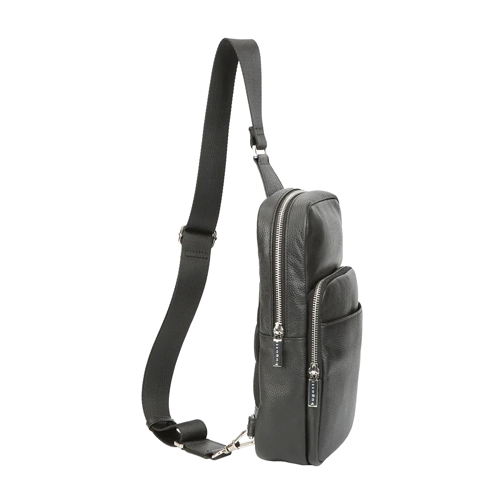 Black Pebbled Full-Grain Leather Sling Bag for Men – Crossbody Travel & Everyday Carry MiamiLeathers.com