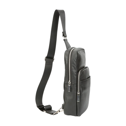 Black Pebbled Full-Grain Leather Sling Bag for Men – Crossbody Travel & Everyday Carry MiamiLeathers.com