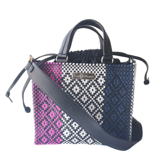 Bloom Medium Woven Crossbody Drawstring Bag Tin Marin Brand