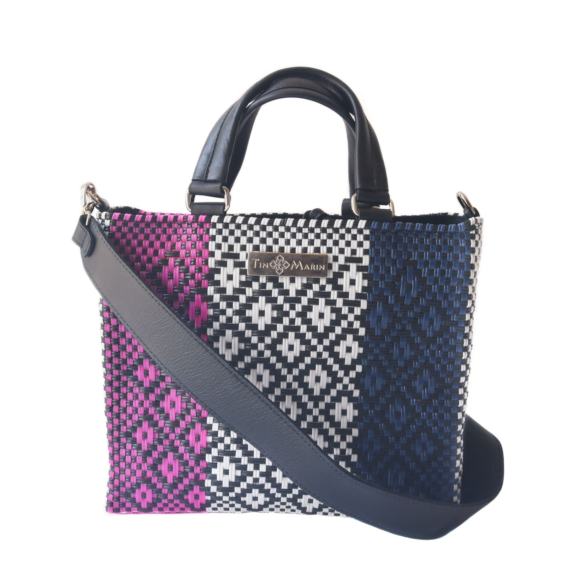 Bloom Medium Woven Crossbody Drawstring Bag Tin Marin Brand