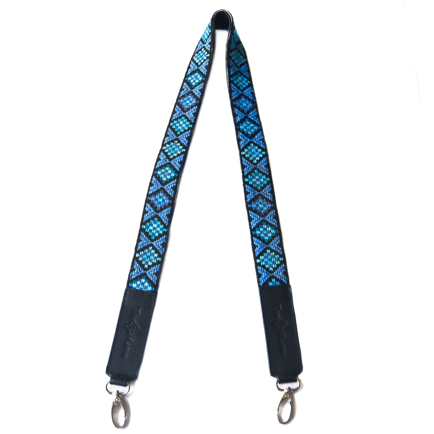 Mai Woven Bag Strap - Blue with Leather Tin Marin Brand