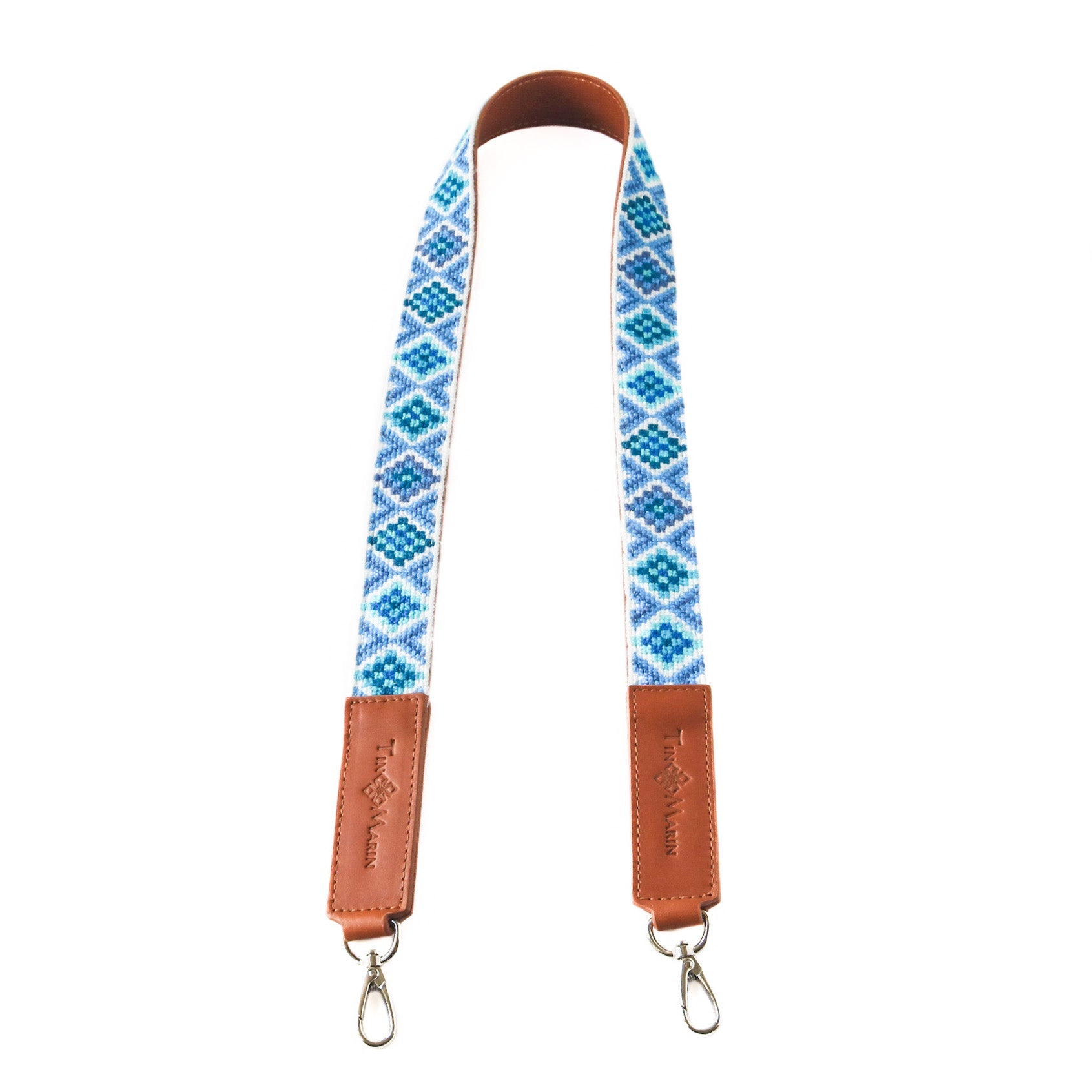 Mai Woven Bag Strap - Blue with Leather Tin Marin Brand