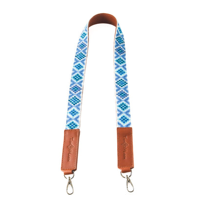 Mai Woven Bag Strap - Blue with Leather Tin Marin Brand