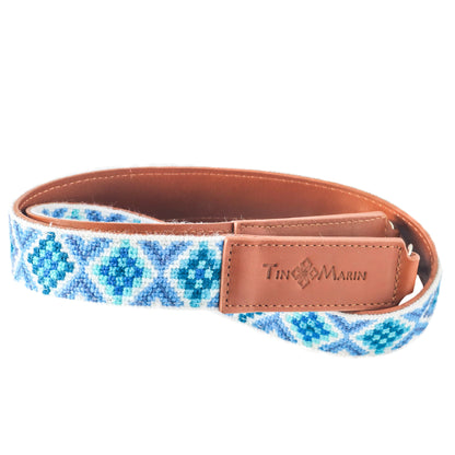 Mai Woven Bag Strap - Blue with Leather Tin Marin Brand