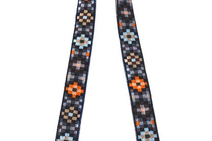 Mai Woven Bag Strap - Brown & Orange with Black Leather Tin Marin Brand