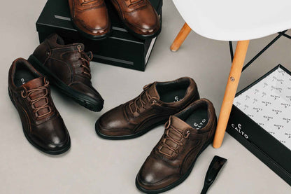 CALTO - K3045 - 2.8 Inches Taller (Dark Brown) - Lace Up Casual Walker - Lightweight Tallmenshoes.com