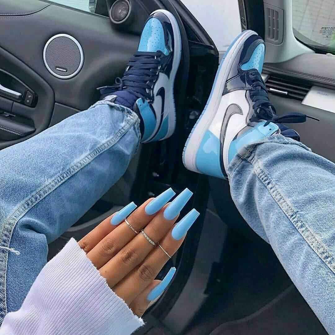 Custom Air Jordan 1 Blue Chill Sneakers