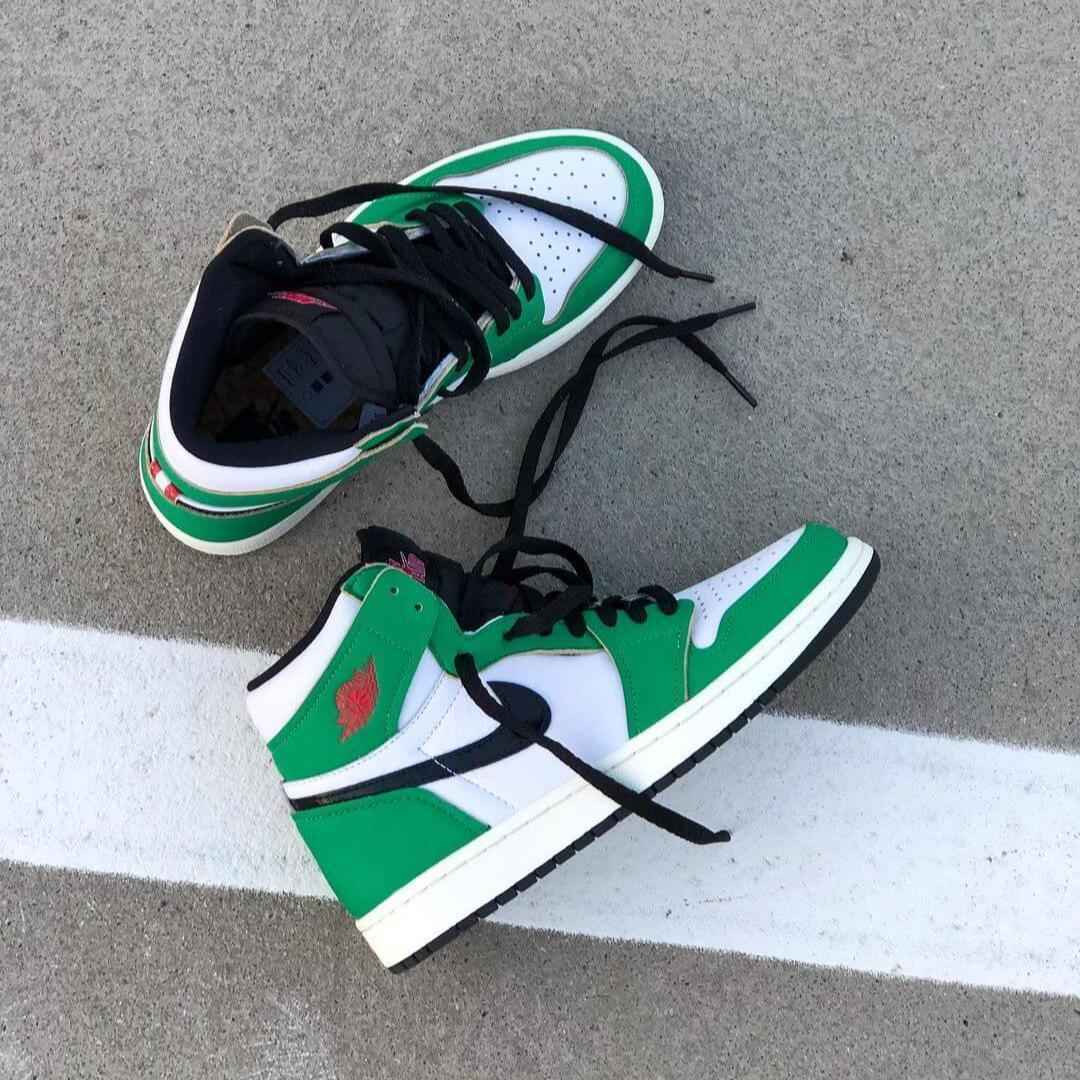 Custom Air Jordan 1 Lucky Green Sneakers