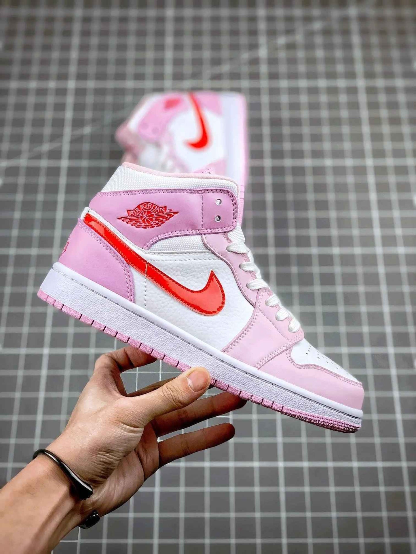 Custom Air Jordan 1 MID Pink Purple Valentine's Day