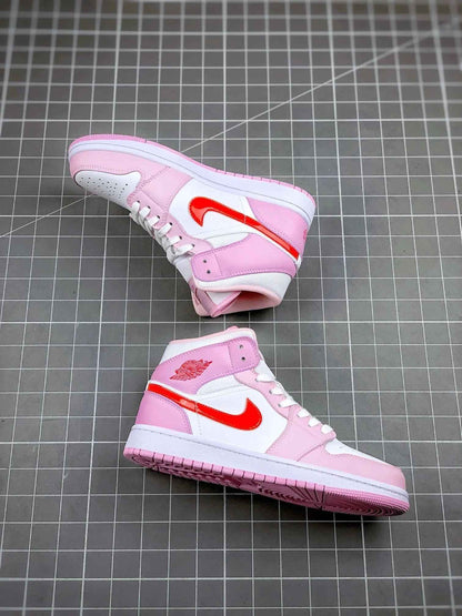 Custom Air Jordan 1 MID Pink Purple Valentine's Day