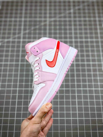 Custom Air Jordan 1 MID Pink Purple Valentine's Day