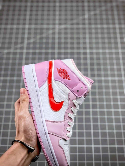 Custom Air Jordan 1 MID Pink Purple Valentine's Day