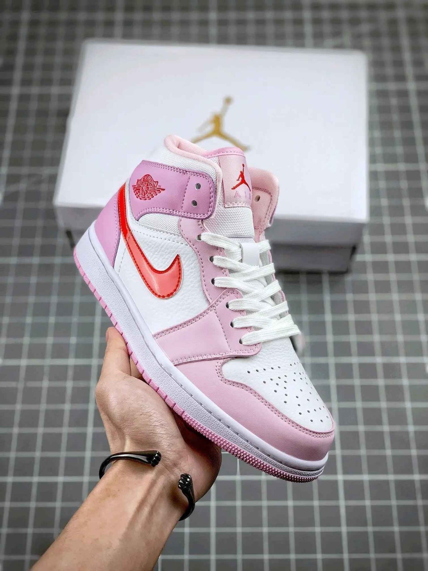 Custom Air Jordan 1 MID Pink Purple Valentine's Day