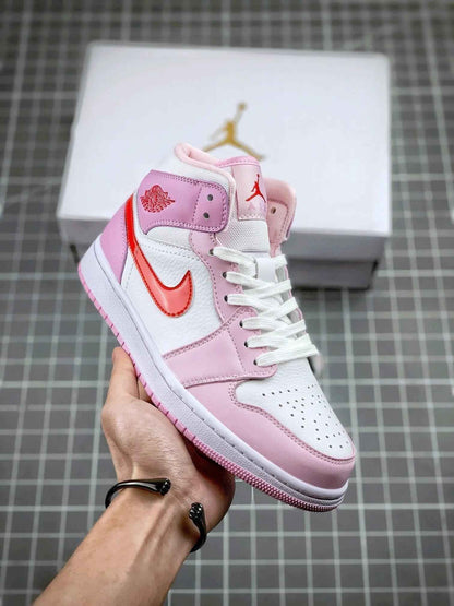 Custom Air Jordan 1 MID Pink Purple Valentine's Day