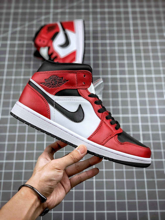 Custom Air Jordan 1 Mid Gym Red Sneakers - Stylish Athletic Footwear in Custom Air Jordan Mid Gym Red