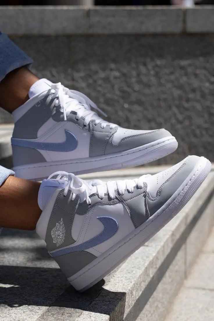 Custom Air Jordan 1 Mid Wolf Grey High Q