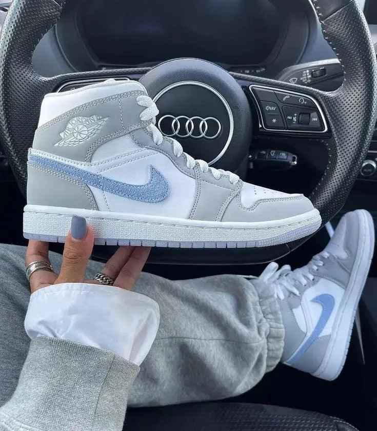 Custom Air Jordan 1 Mid Wolf Grey High Q