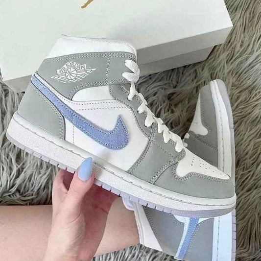 Custom Air Jordan 1 Mid Wolf Grey High Q