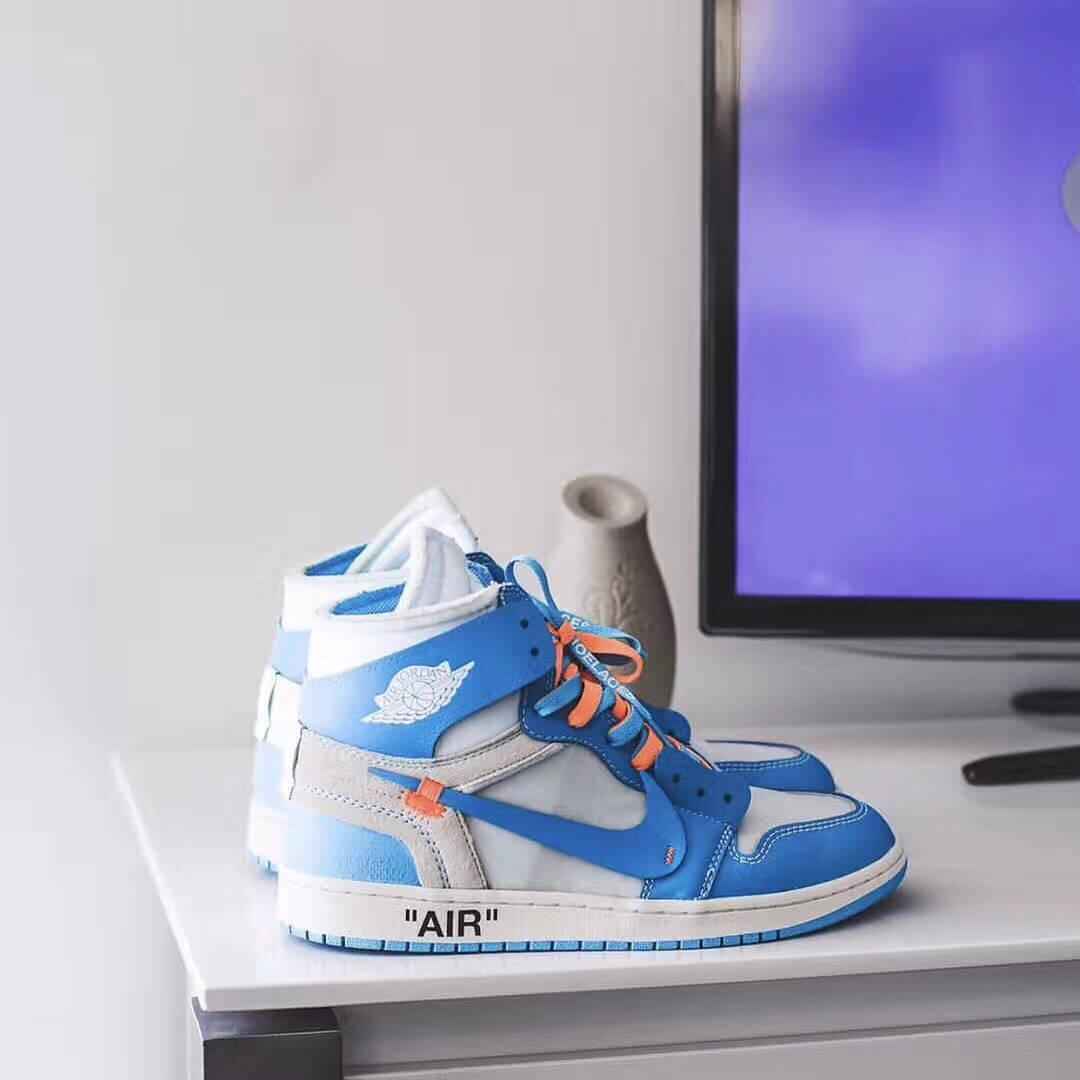 Custom Air Jordan 1 OFF-White Blue Sneakers for Unique Style