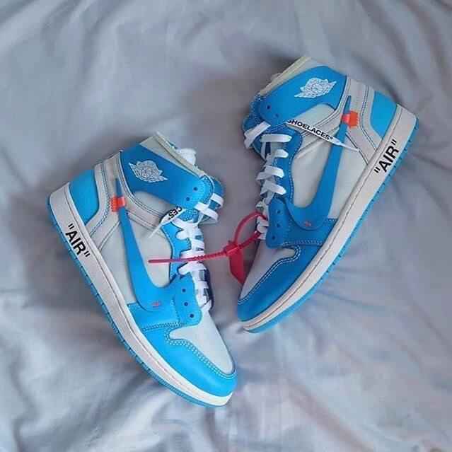 Custom Air Jordan 1 OFF-White Blue Sneakers for Unique Style