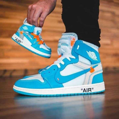 Custom Air Jordan 1 OFF-White Blue Sneakers for Unique Style