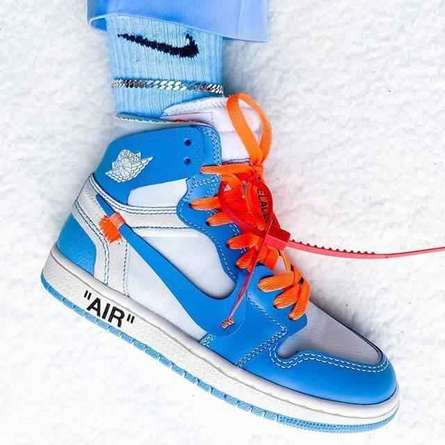 Custom Air Jordan 1 OFF-White Blue Sneakers for Unique Style