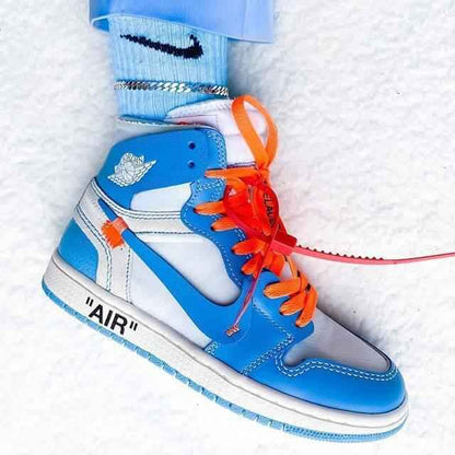 Custom Air Jordan 1 OFF-White Blue Sneakers for Unique Style