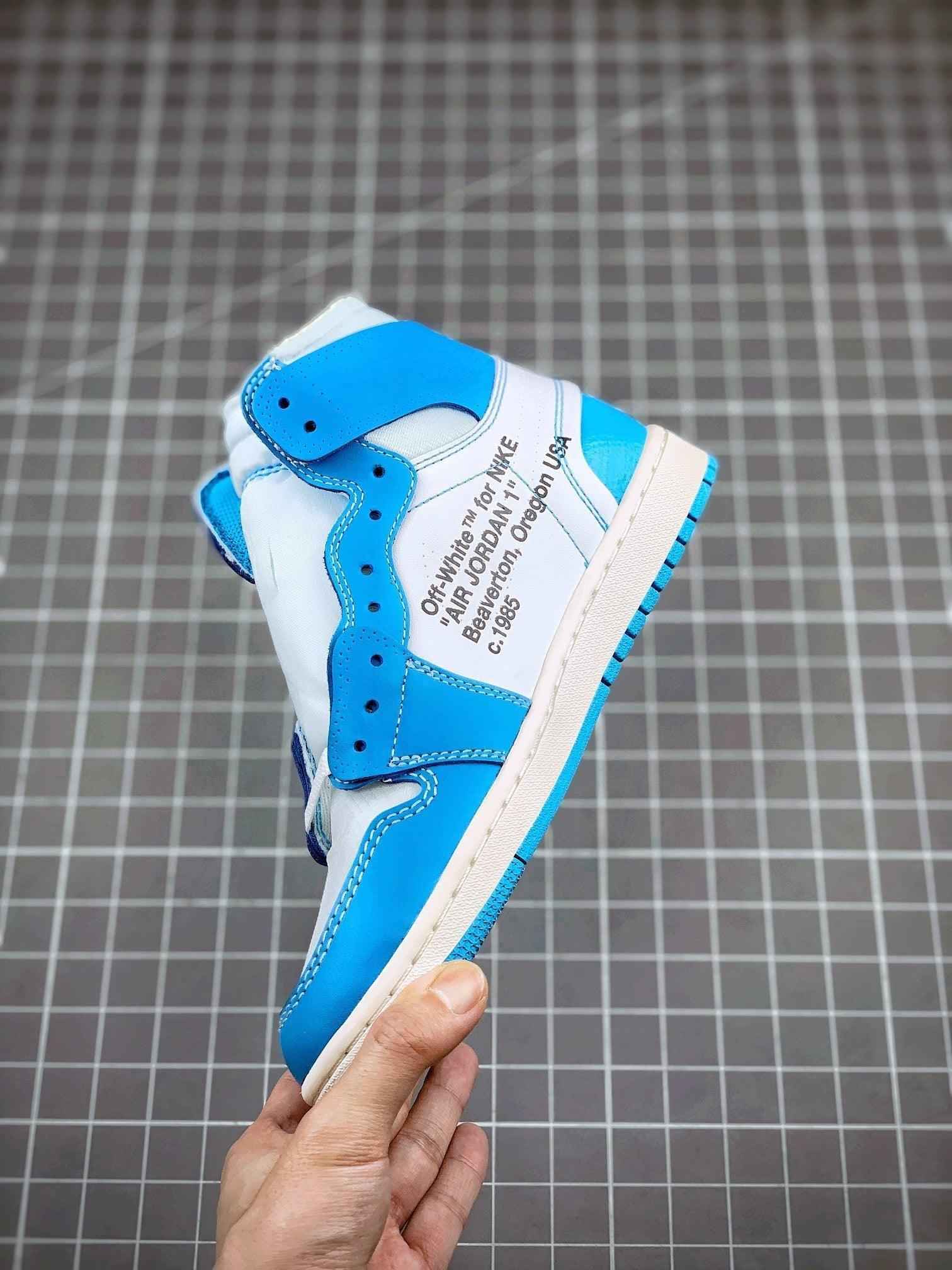 Custom Air Jordan 1 Retro High OG 'UNC' University Blue x OFF-W