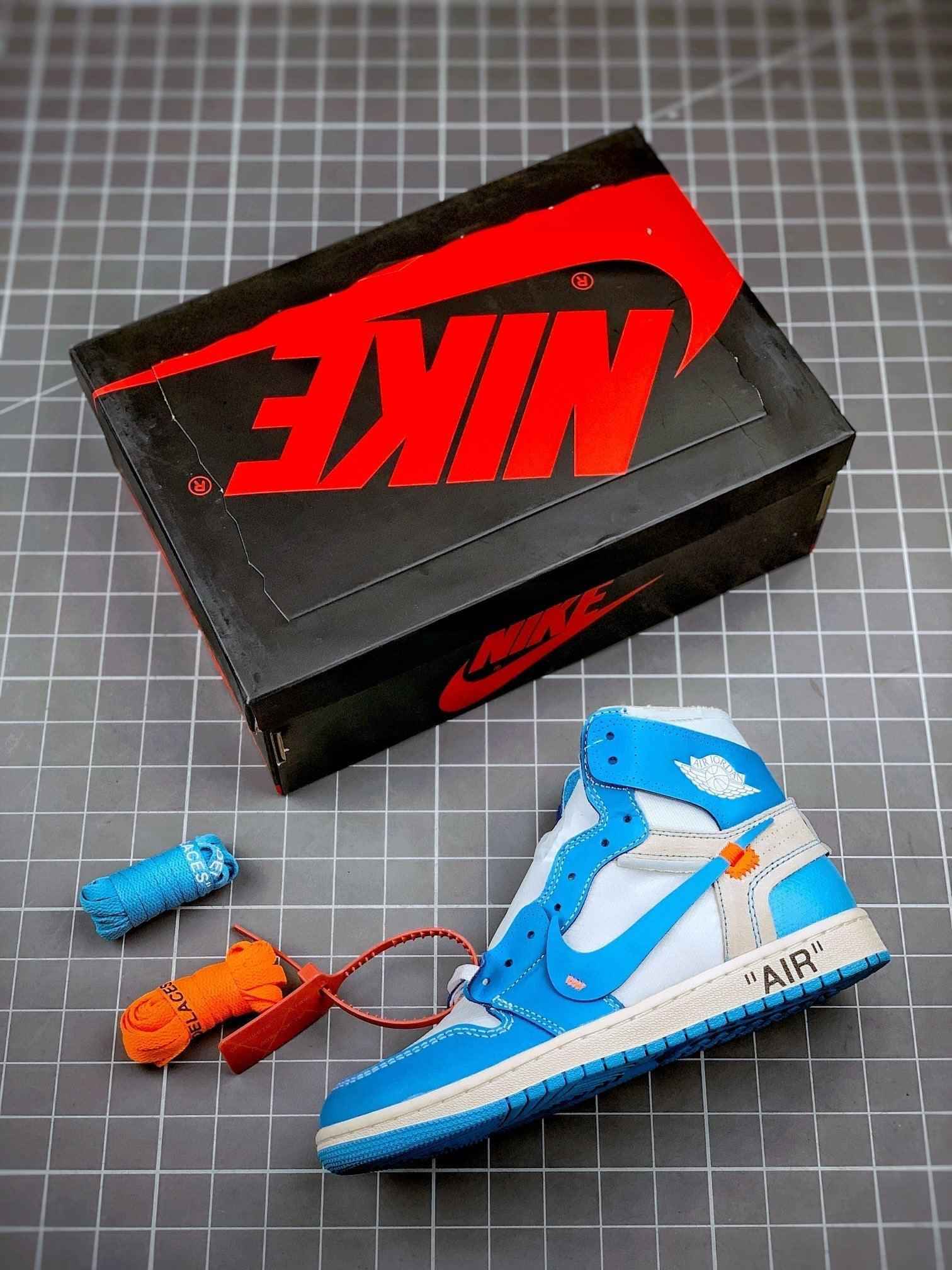 Custom Air Jordan 1 Retro High OG 'UNC' University Blue x OFF-W
