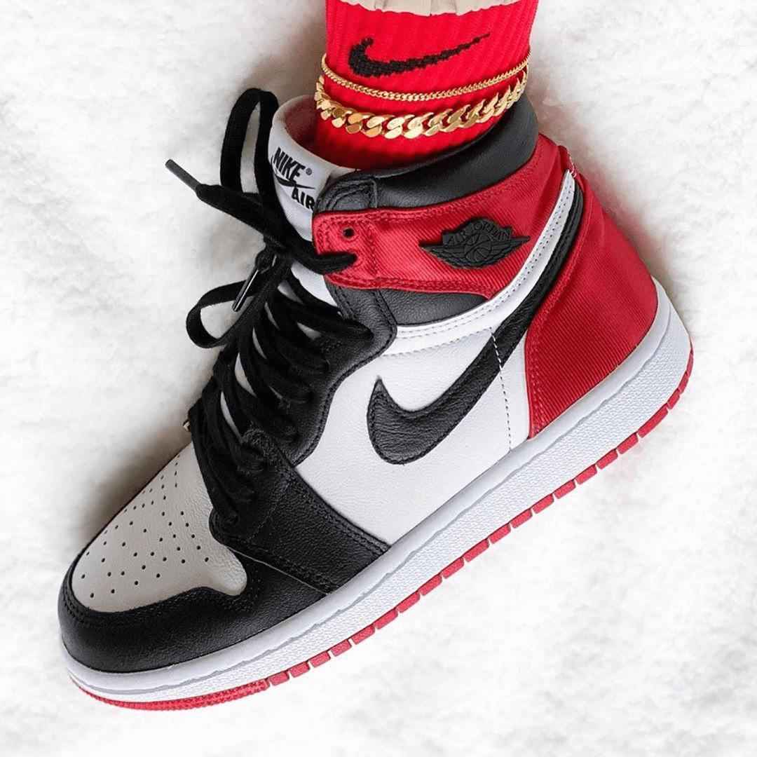 Custom Air Jordan 1 Satin Black Toe Sneakers