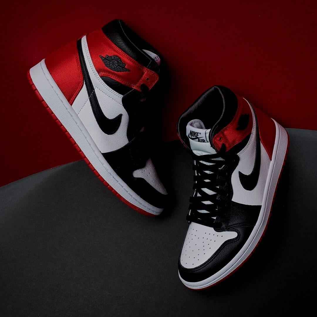 Custom Air Jordan 1 Satin Black Toe Sneakers