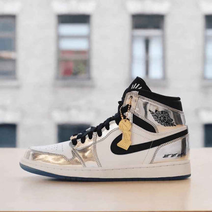 Custom Air Jordan 1 Silver Sneakers