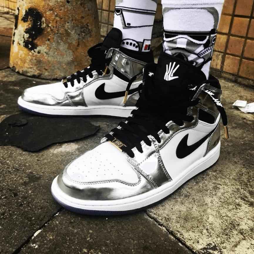 Custom Air Jordan 1 Silver Sneakers