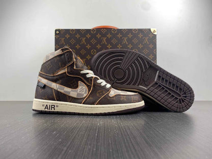 Custom Air Jordan 1 LV OFF-W Monogram Sneakers for Unique Style